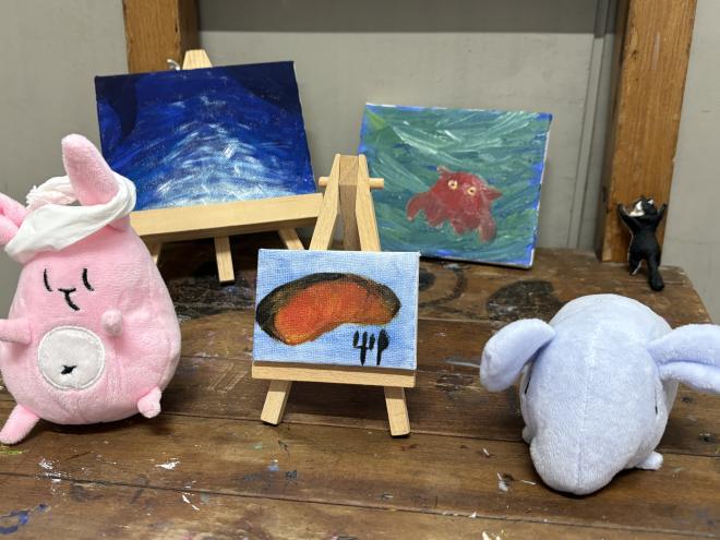 美術部油絵3作品