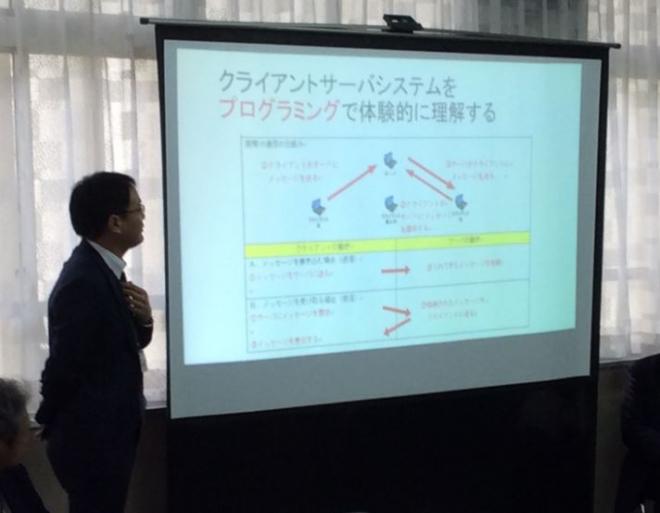 事前協議でクライアントサーバシステムの仕組みをねらいとして授業することを説明