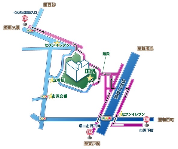 各バス停からの歩行ルート