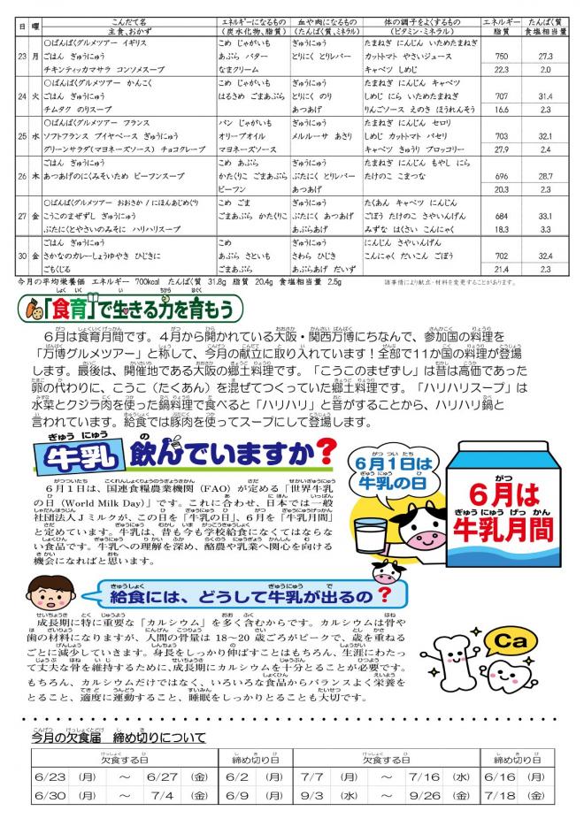 令和7年6月献立2