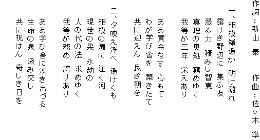 神奈川 県 田奈 高校 校歌