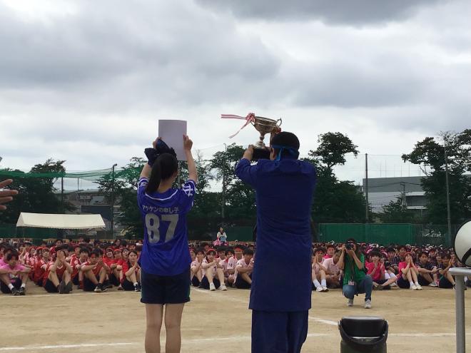 青組応援団とチアリーダー