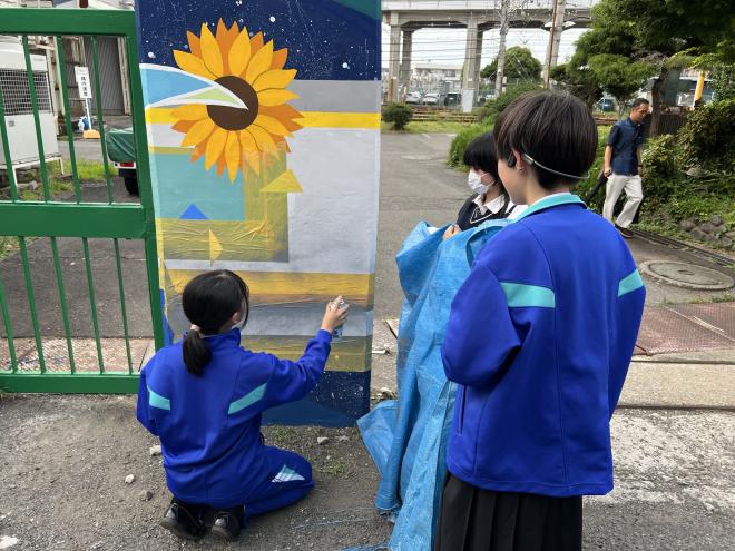 美術部JRウォールアート制作風景6