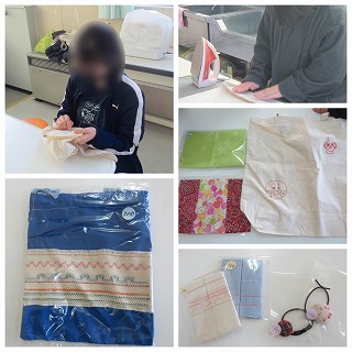高等部西作業学習縫製班の布製品作り